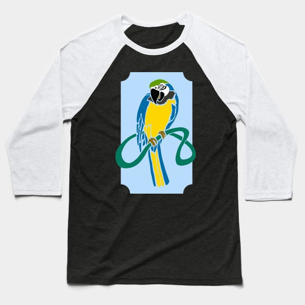 Abstract Blue and Yellow Macaw Parrot Design Baseball T-Shirt by Abstractdiva